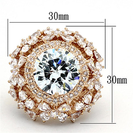 Rose Gold Brass Ring with AAA Grade CZ  in Clear