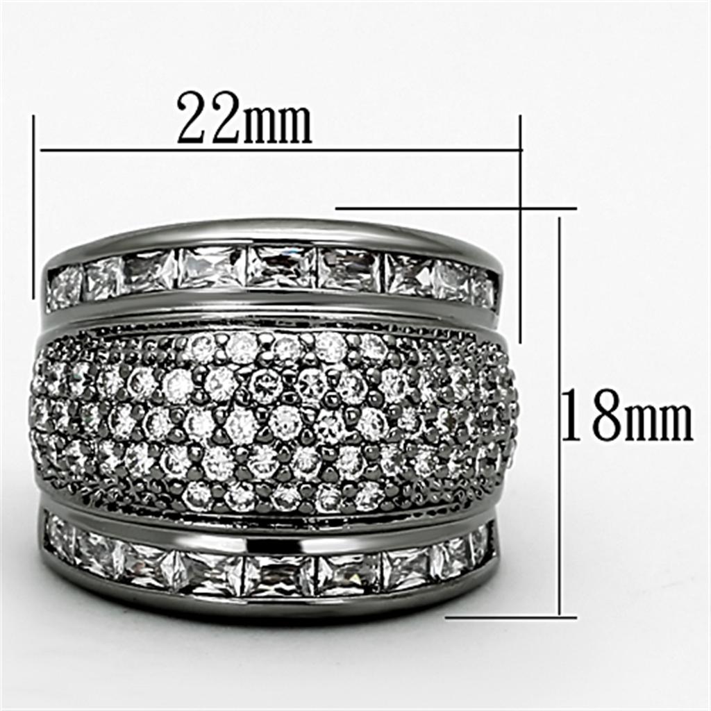 Ruthenium Brass Ring with AAA Grade CZ  in Clear