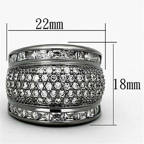 Ruthenium Brass Ring with AAA Grade CZ  in Clear