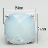 Rhodium Brass Ring with Synthetic Synthetic Glass in Aurora Borealis (Rainbow Effect)