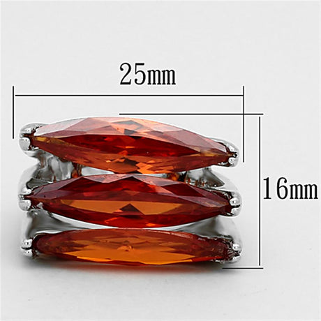 Rhodium Brass Ring with AAA Grade CZ  in Orange