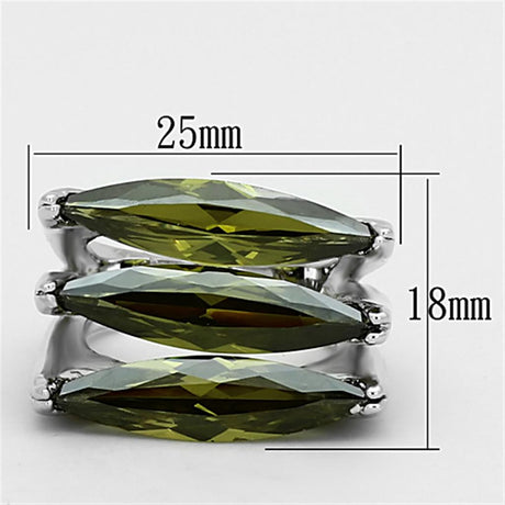 Rhodium Brass Ring with AAA Grade CZ  in Olivine color