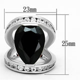 Rhodium Brass Ring with AAA Grade CZ  in Black Diamond