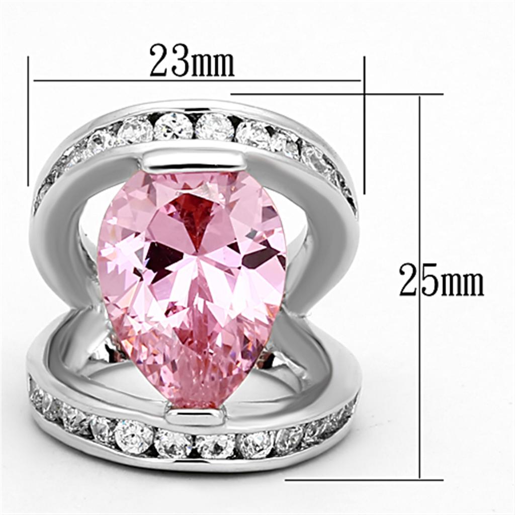Rhodium Brass Ring with AAA Grade CZ  in Rose