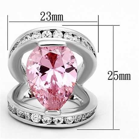 Rhodium Brass Ring with AAA Grade CZ  in Rose