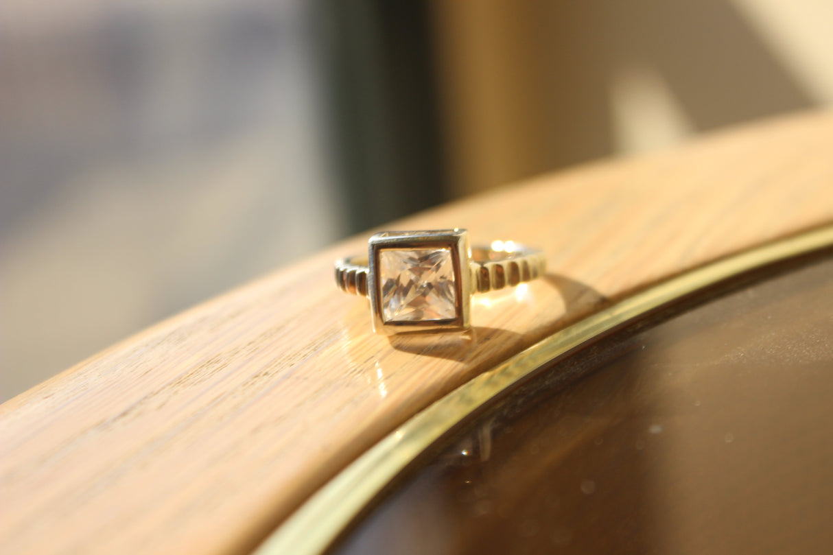 Rhodium 925 Sterling Silver Ring with AAA Grade CZ  in Clear