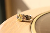 Rhodium 925 Sterling Silver Ring with AAA Grade CZ  in Light Yellow