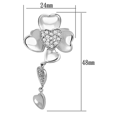 Rhodium 925 Sterling Silver Ring with AAA Grade CZ  in Clear