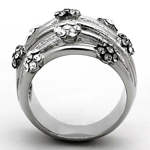 High polished (no plating) Stainless Steel Ring with Epoxy  in Jet