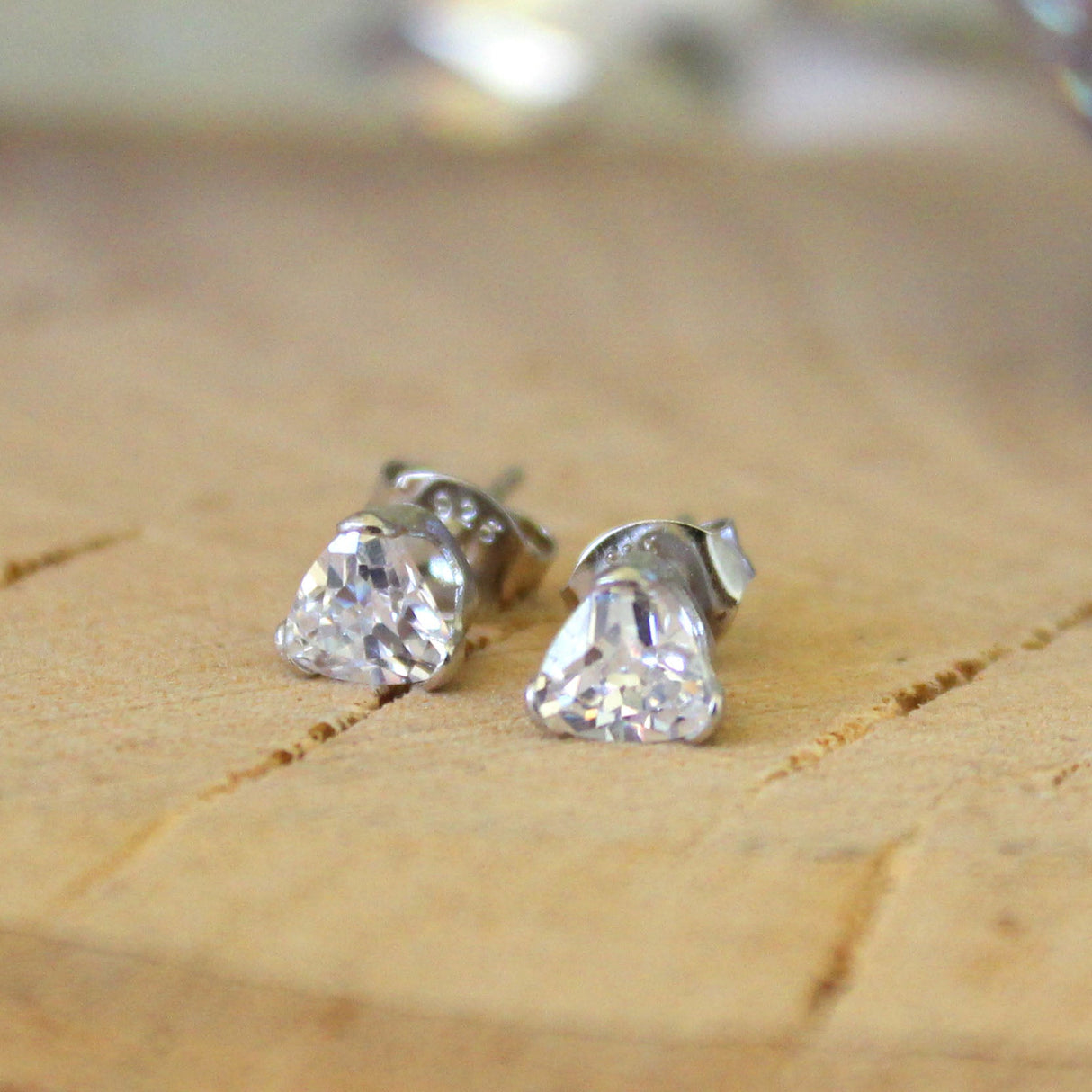 Rhodium 925 Sterling Silver Earrings with AAA Grade CZ  in Clear
