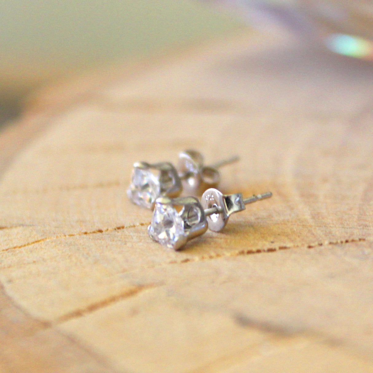 Rhodium 925 Sterling Silver Earrings with AAA Grade CZ  in Clear