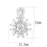 Rhodium 925 Sterling Silver Pendant with AAA Grade CZ  in Clear