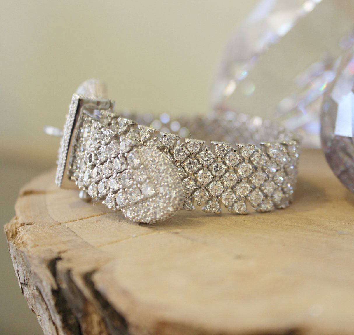 Rhodium 925 Sterling Silver Bracelet with AAA Grade CZ  in Clear