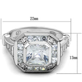 Rhodium 925 Sterling Silver Ring with AAA Grade CZ  in Clear