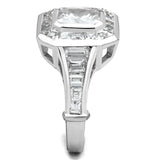 Rhodium 925 Sterling Silver Ring with AAA Grade CZ  in Clear
