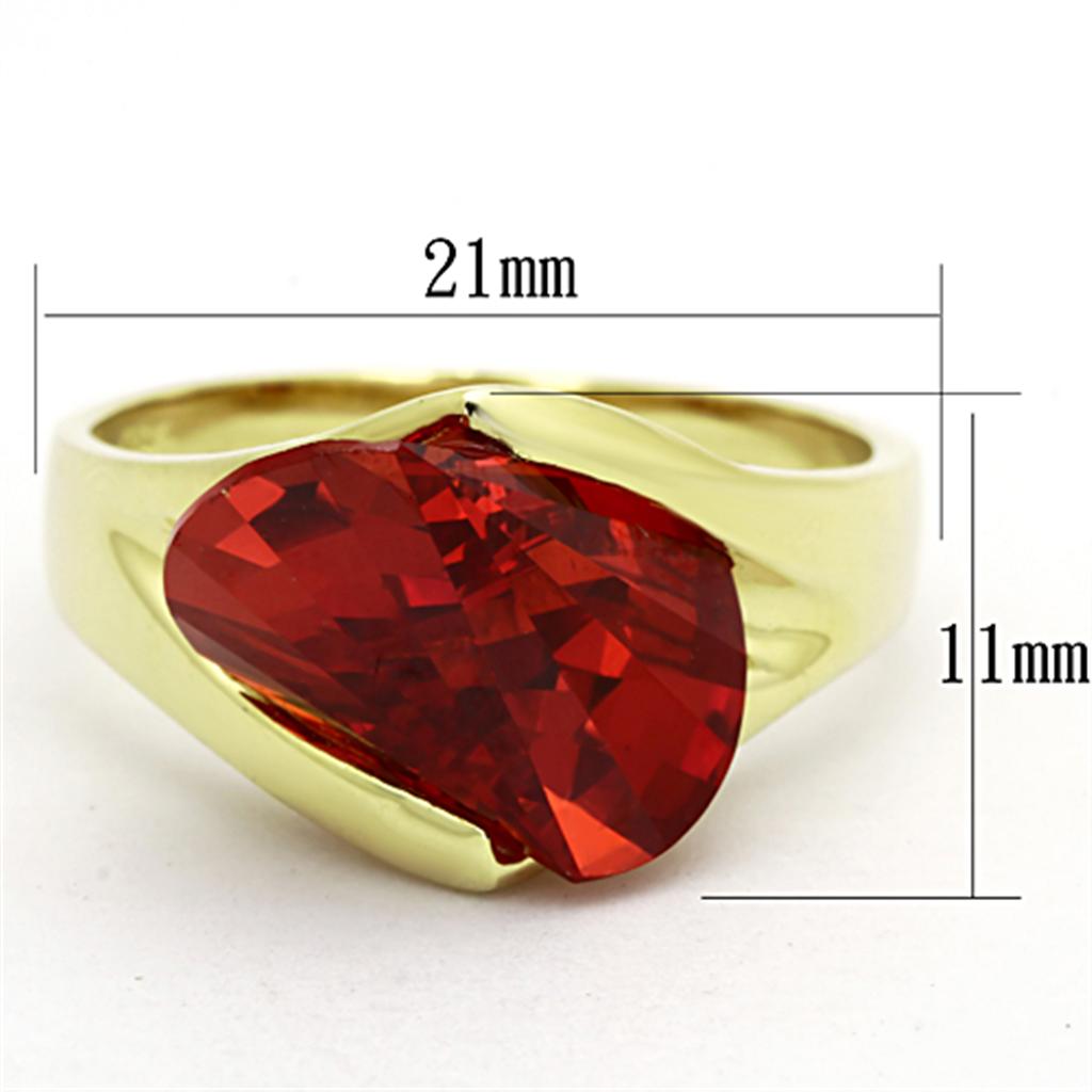 Gold 925 Sterling Silver Ring with AAA Grade CZ  in Garnet