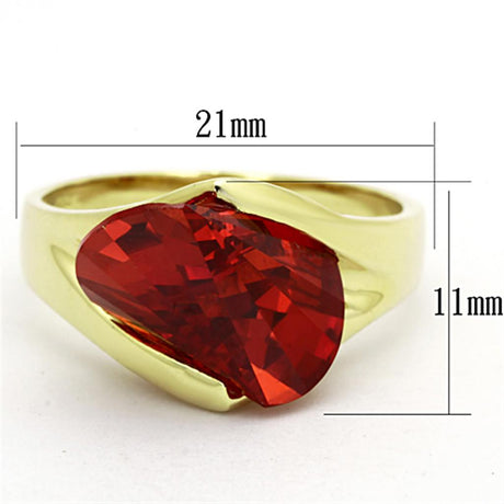 Gold 925 Sterling Silver Ring with AAA Grade CZ  in Garnet