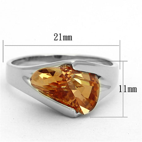 Silver 925 Sterling Silver Ring with AAA Grade CZ  in Champagne