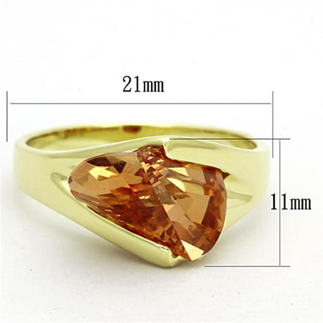 Gold 925 Sterling Silver Ring with AAA Grade CZ  in Champagne