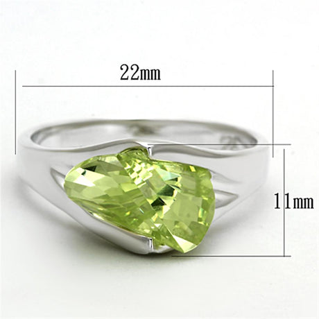 Silver 925 Sterling Silver Ring with AAA Grade CZ  in Apple Green color
