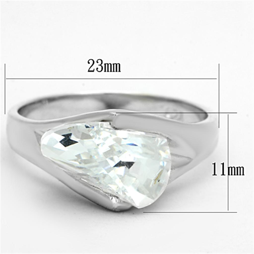 Silver 925 Sterling Silver Ring with AAA Grade CZ  in Clear