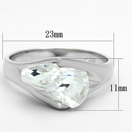 Silver 925 Sterling Silver Ring with AAA Grade CZ  in Clear
