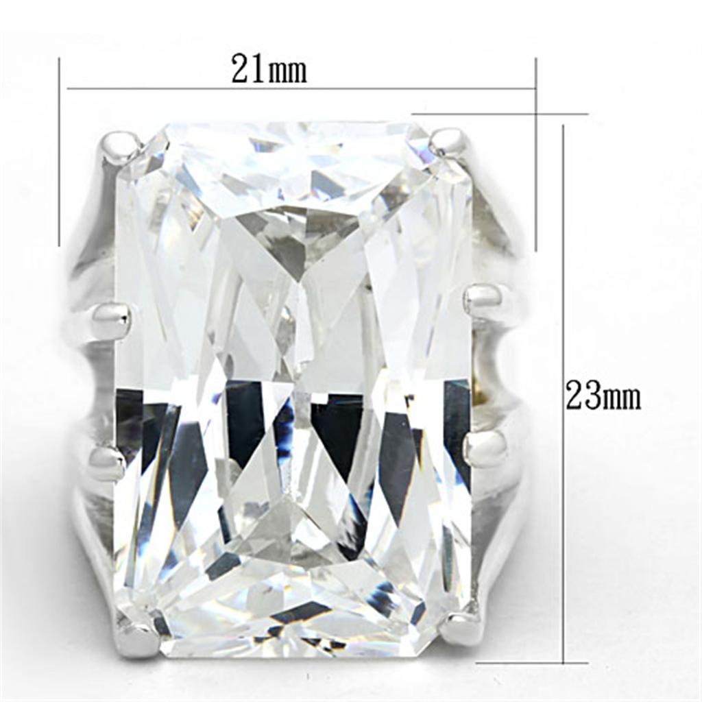 Silver 925 Sterling Silver Ring with AAA Grade CZ  in Clear