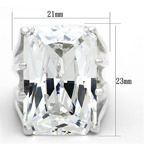 Silver 925 Sterling Silver Ring with AAA Grade CZ  in Clear