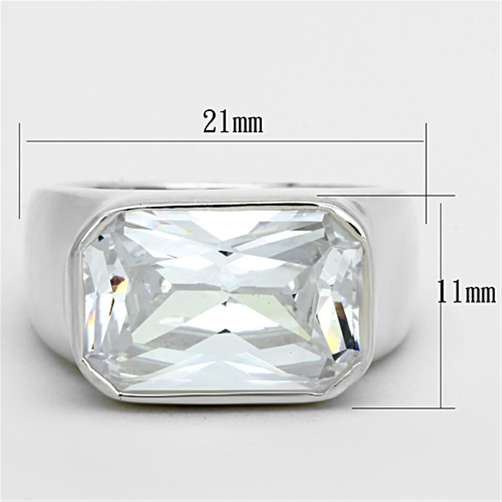 Silver 925 Sterling Silver Ring with AAA Grade CZ  in Clear