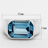 Silver 925 Sterling Silver Ring with Synthetic Spinel in Sea Blue