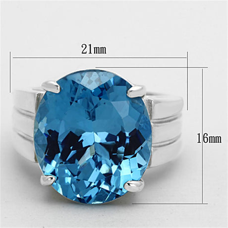 Silver 925 Sterling Silver Ring with Synthetic Spinel in Sea Blue