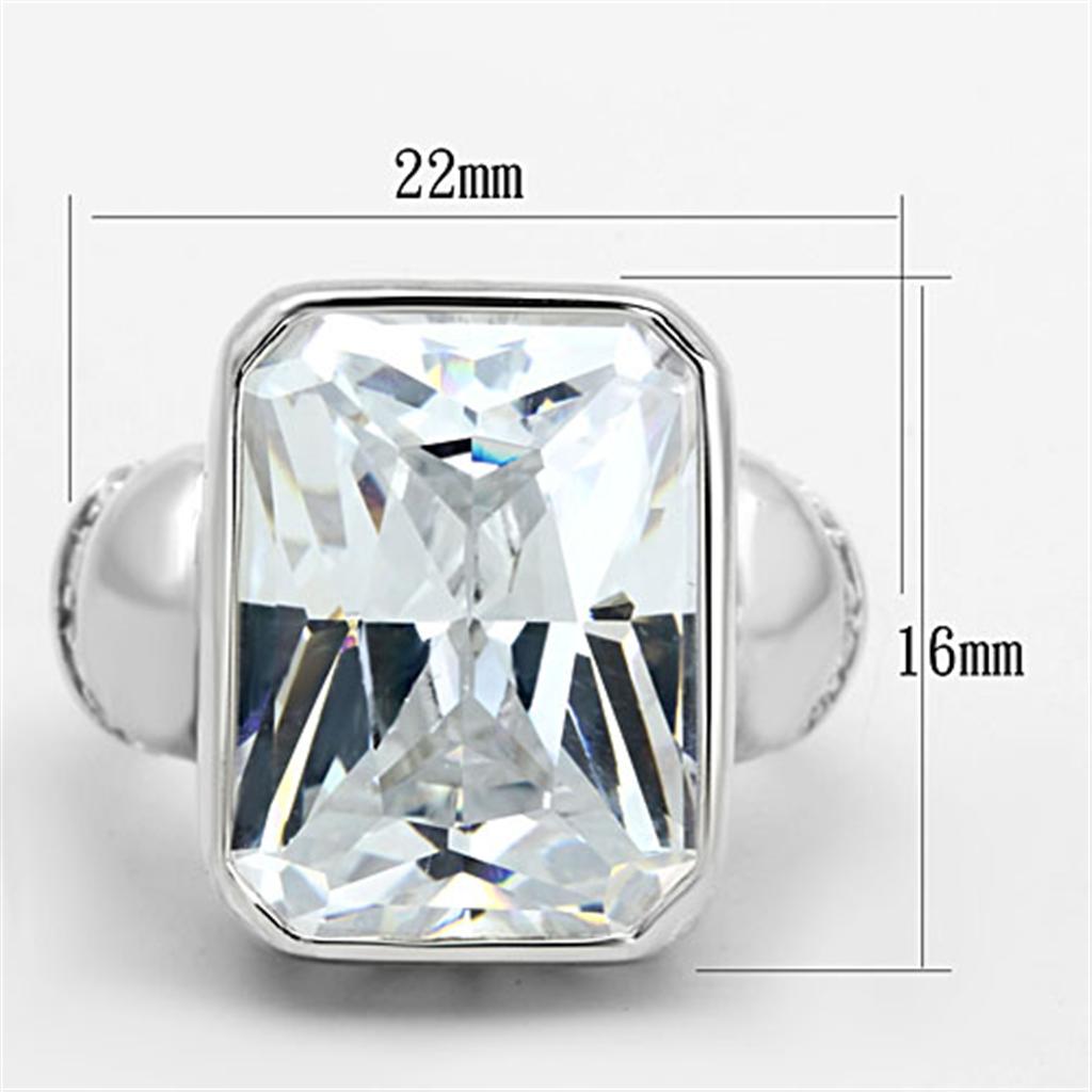 Silver 925 Sterling Silver Ring with AAA Grade CZ  in Clear