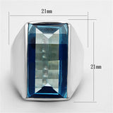 Silver 925 Sterling Silver Ring with Synthetic Spinel in Sea Blue