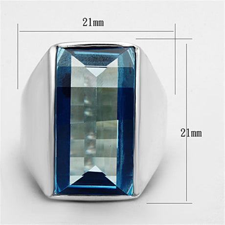 Silver 925 Sterling Silver Ring with Synthetic Spinel in Sea Blue