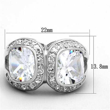 Silver 925 Sterling Silver Ring with AAA Grade CZ  in Clear