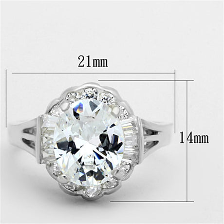 Silver 925 Sterling Silver Ring with AAA Grade CZ  in Clear