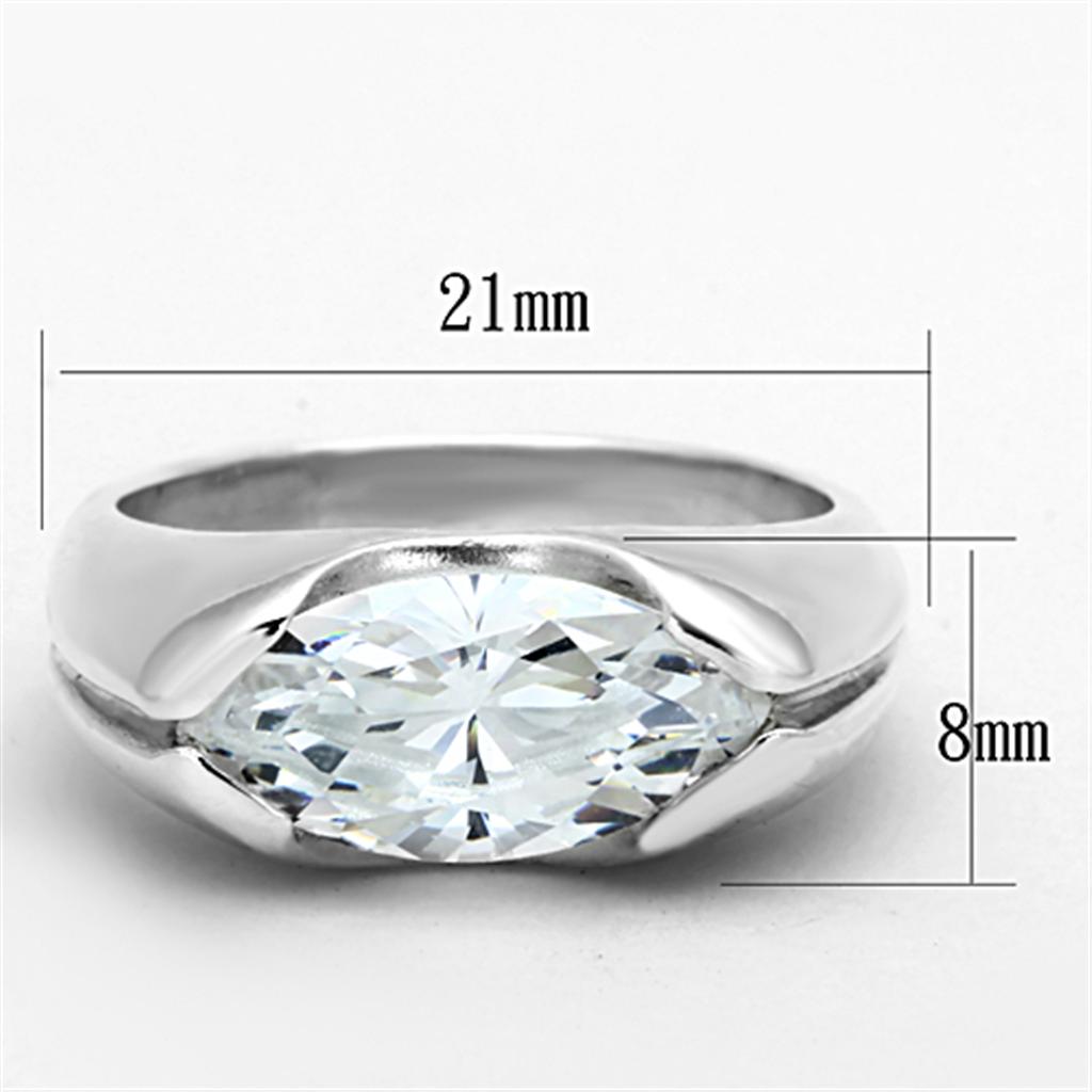 Silver 925 Sterling Silver Ring with AAA Grade CZ  in Clear