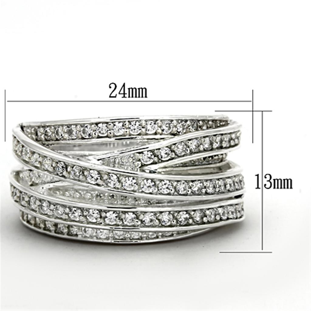 Silver 925 Sterling Silver Ring with AAA Grade CZ  in Clear