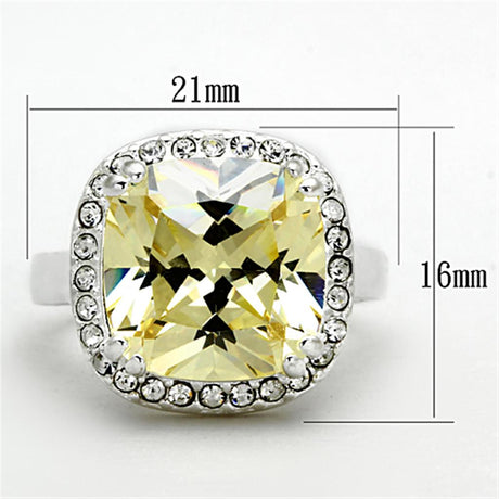 Silver 925 Sterling Silver Ring with AAA Grade CZ  in Citrine Yellow