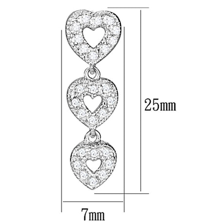 Rhodium 925 Sterling Silver Earrings with AAA Grade CZ  in Clear