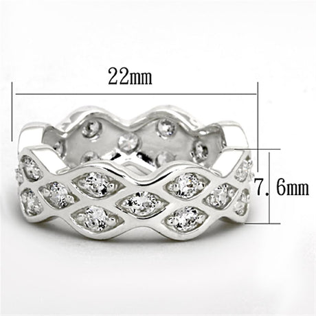 Rhodium 925 Sterling Silver Ring with AAA Grade CZ  in Clear