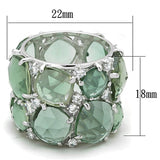Rhodium 925 Sterling Silver Ring with Synthetic Synthetic Glass in Emerald
