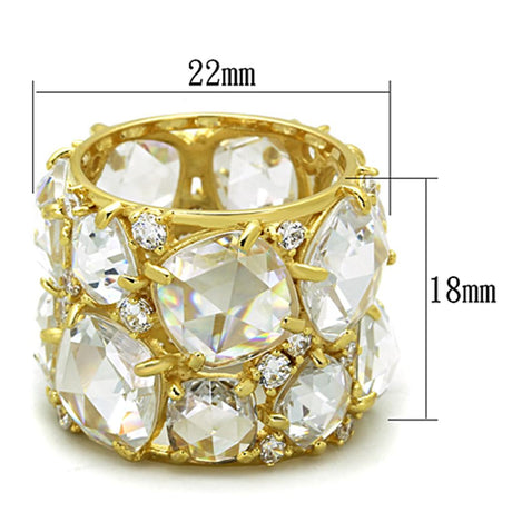 Gold 925 Sterling Silver Ring with AAA Grade CZ  in Clear