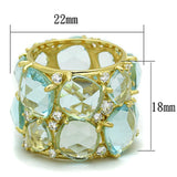 Gold 925 Sterling Silver Ring with Synthetic Synthetic Glass in Sea Blue