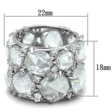 Rhodium 925 Sterling Silver Ring with AAA Grade CZ  in Clear