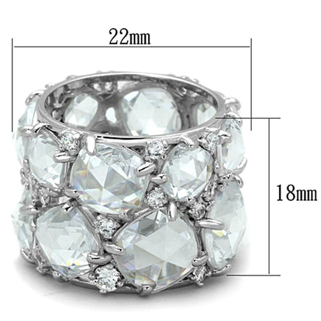 Rhodium 925 Sterling Silver Ring with AAA Grade CZ  in Clear