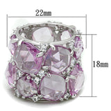 Rhodium 925 Sterling Silver Ring with Synthetic Corundum in Light Rose
