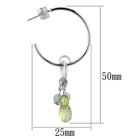 Silver 925 Sterling Silver Earrings with Synthetic Glass Bead in Multi Color