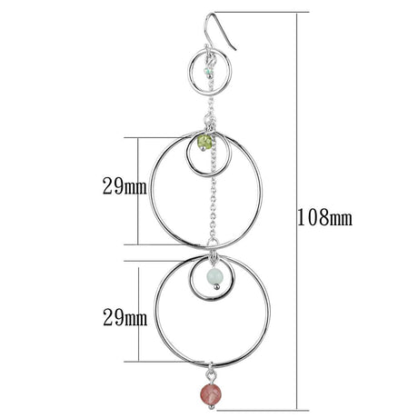 Silver 925 Sterling Silver Earrings with Synthetic Jade in Multi Color