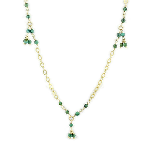 Matte Gold 925 Sterling Silver Necklace with Semi-Precious Turquoise in Emerald